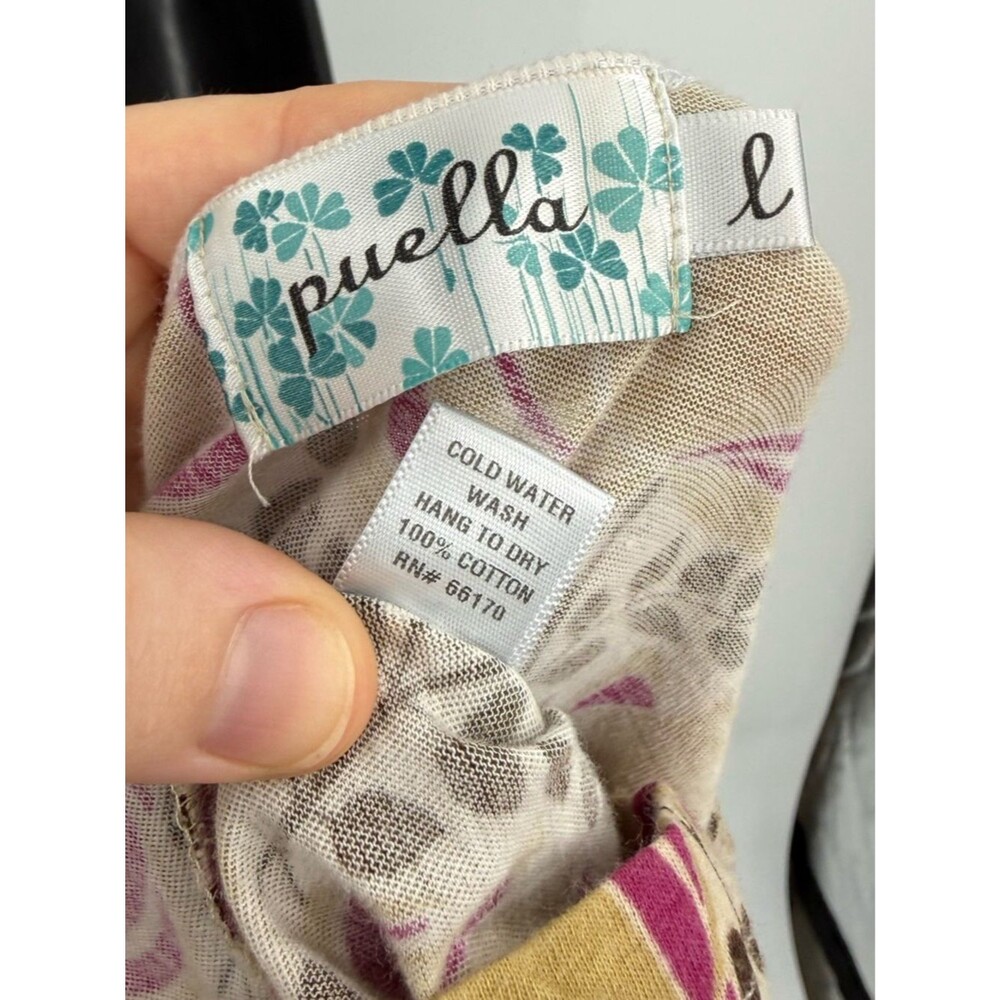 ✦ Anthropologie Puella Y2K Tulip Print Cotton V Neck Mini Dress | Multi | Large - Picture 5 of 5